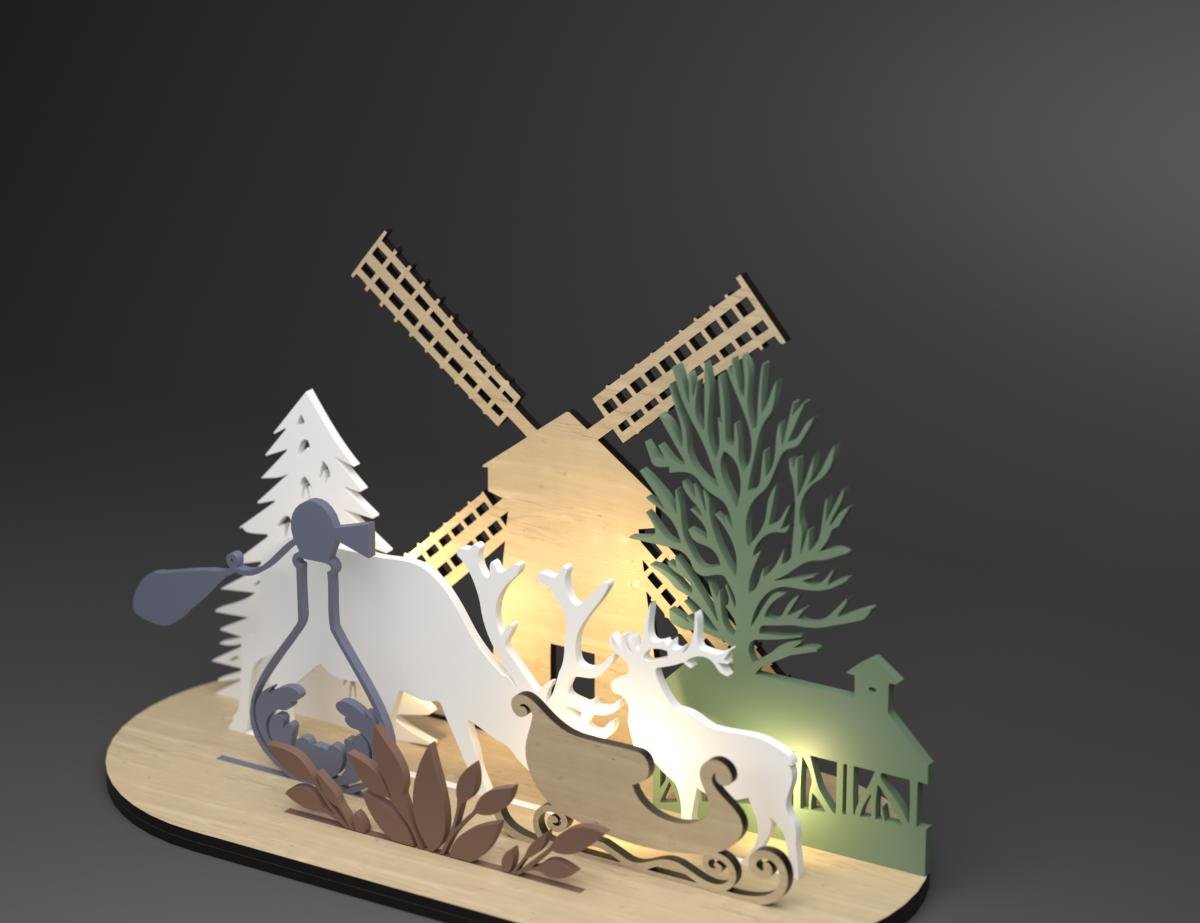 Christmas Scene Decor SVG Laser Cut File, Christmas Tree shape, Christmas Table decor Svg, Christmas Tree Decoration, Ch