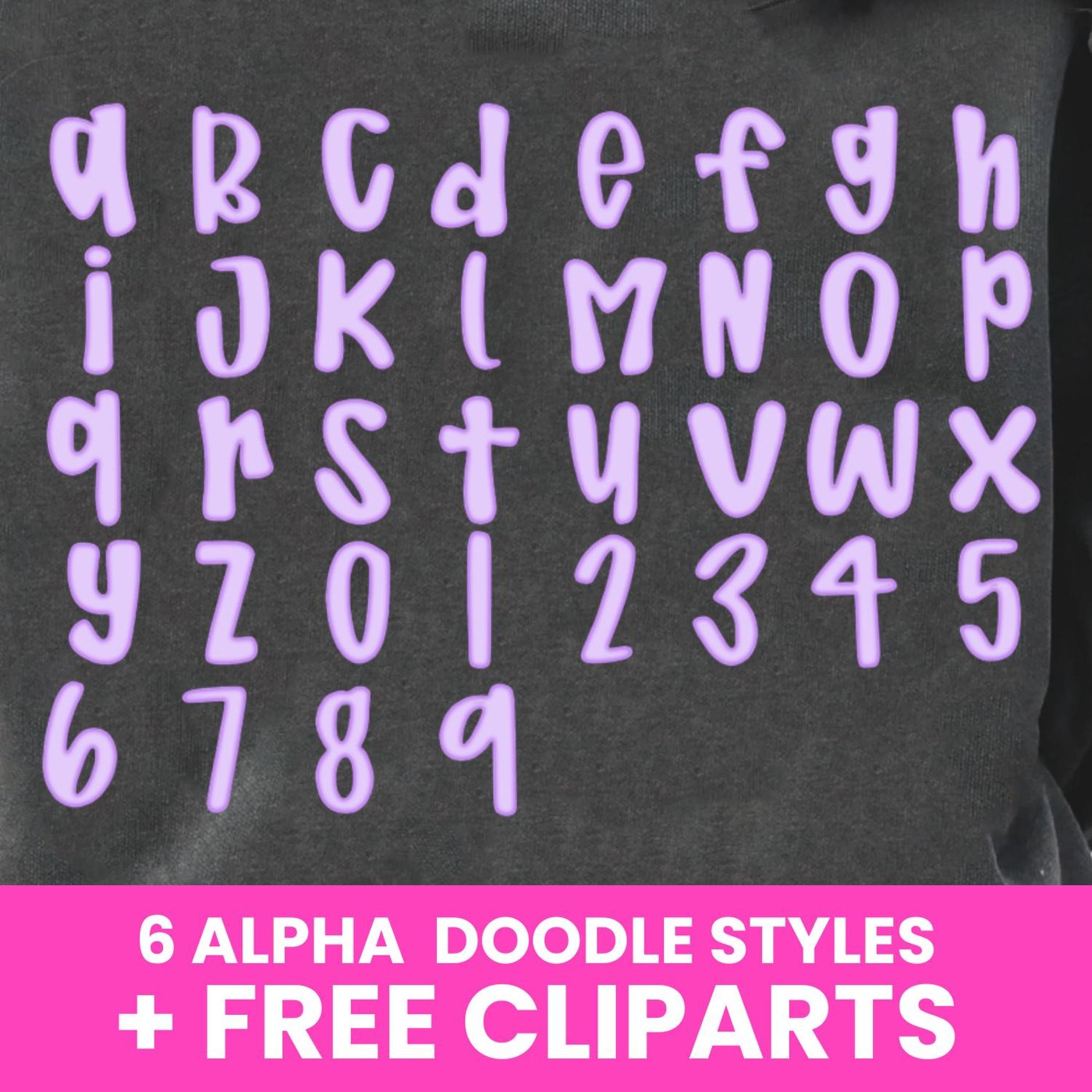 6 Colors Doodle Alphabet Preppy Letters & Numbers PNG Bundle, Colorful A-Z a-z 0-9 Font, Teacher Back to School Sublimat