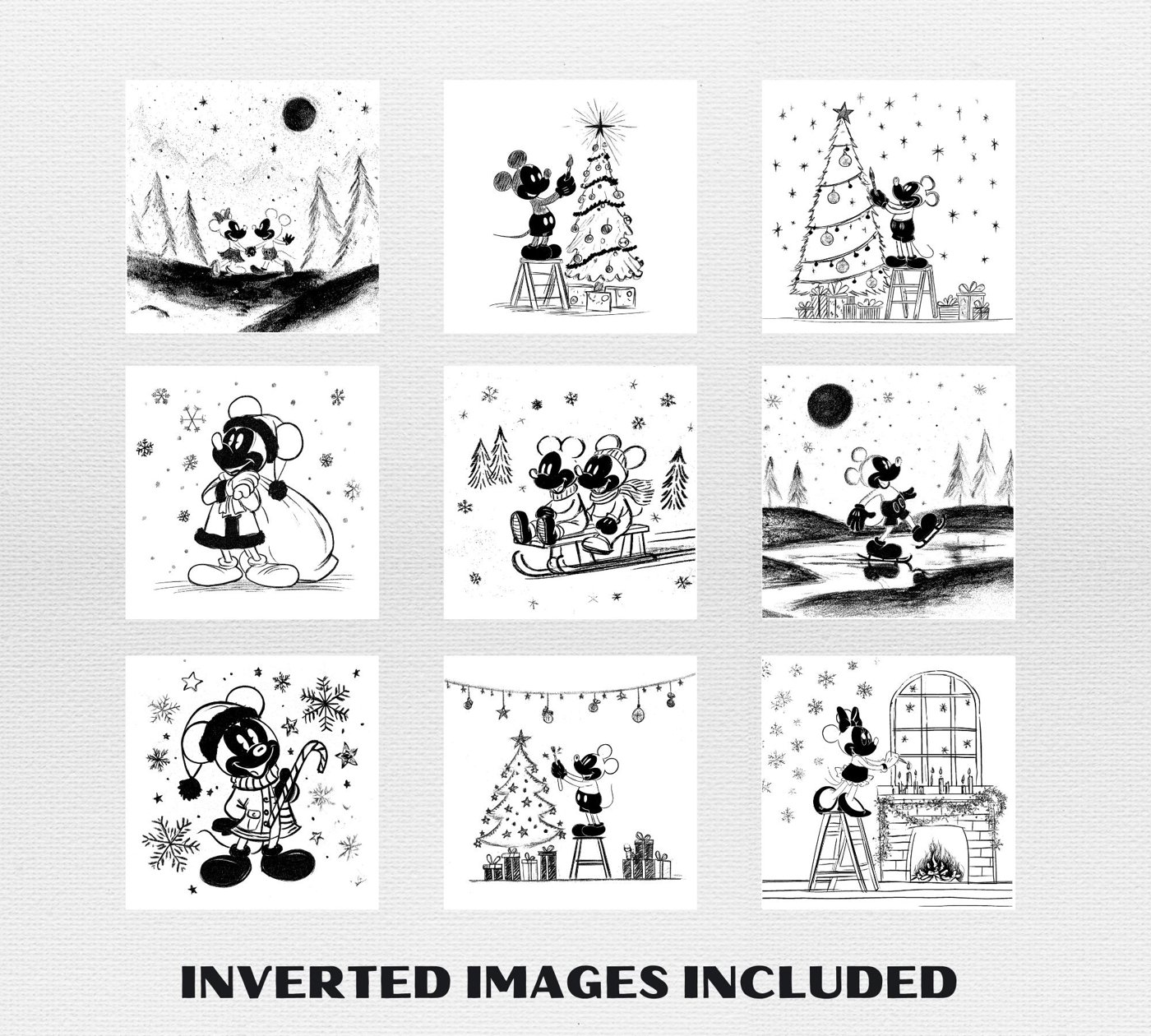 Mikey Mouse Christmas Slate Engraving Files, Illusion Laser PNG, Laser Burn, Slate Coasters PNG, Glowforge, mouse and fr