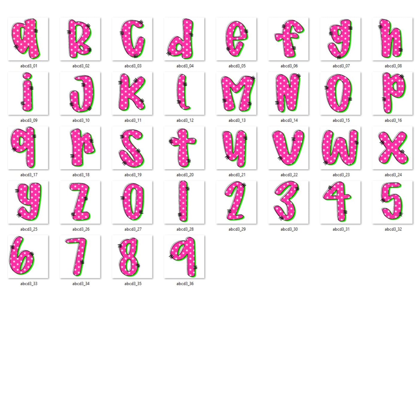 Vibrant Preppy alphabet letters Bundle | doodle alpha font Letter and Number | School Teacher Alphabet Flower | Star | H