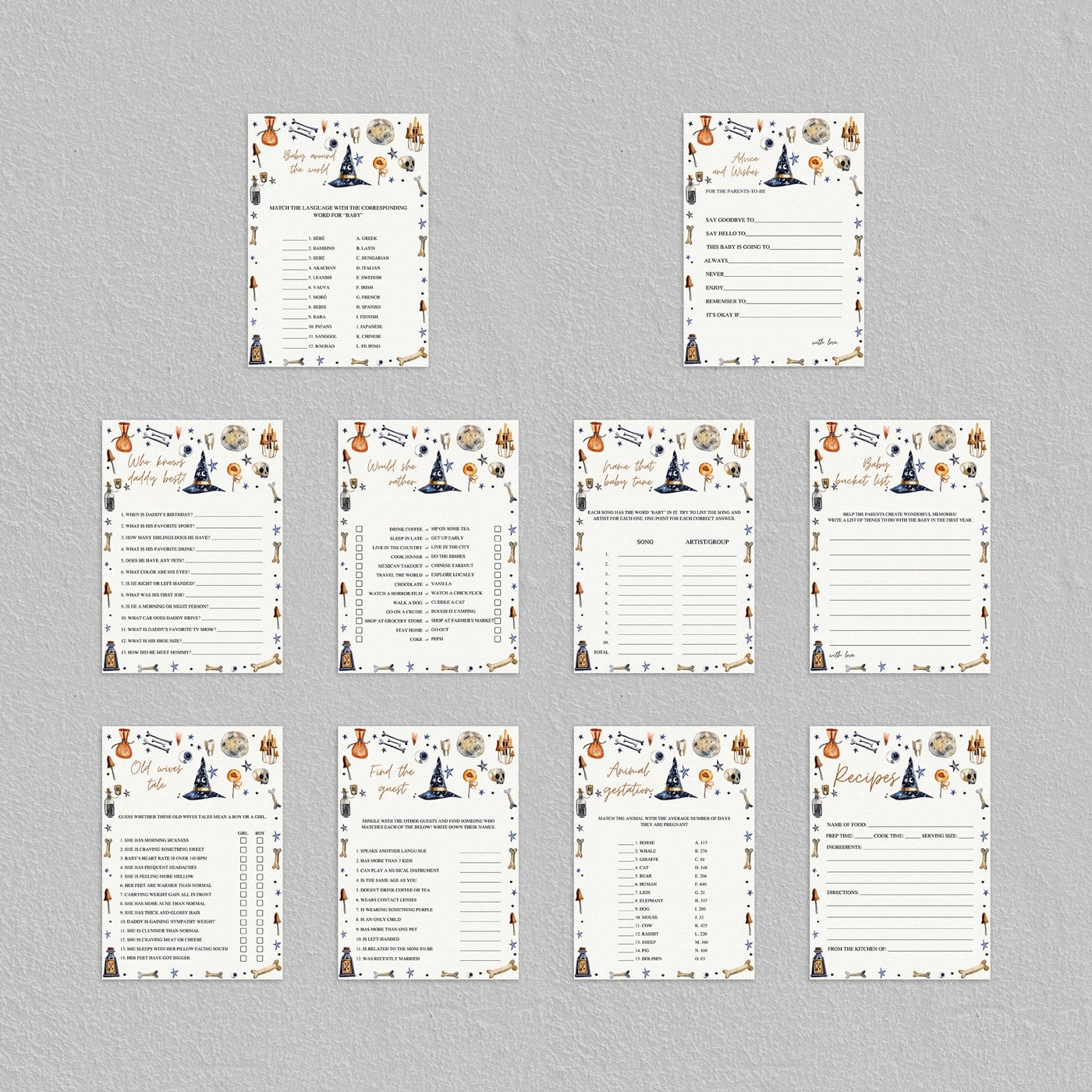 Wizard Baby Shower Invitation Bundle, Editable Magic School Wizard Baby Shower Invite, Wizard Magic Shower 1222