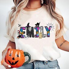 Custom Nightmare christmas Movie Halloween Doodle letters with Clip Art PNG, Make your own Name, Halloween Alphabet Dood