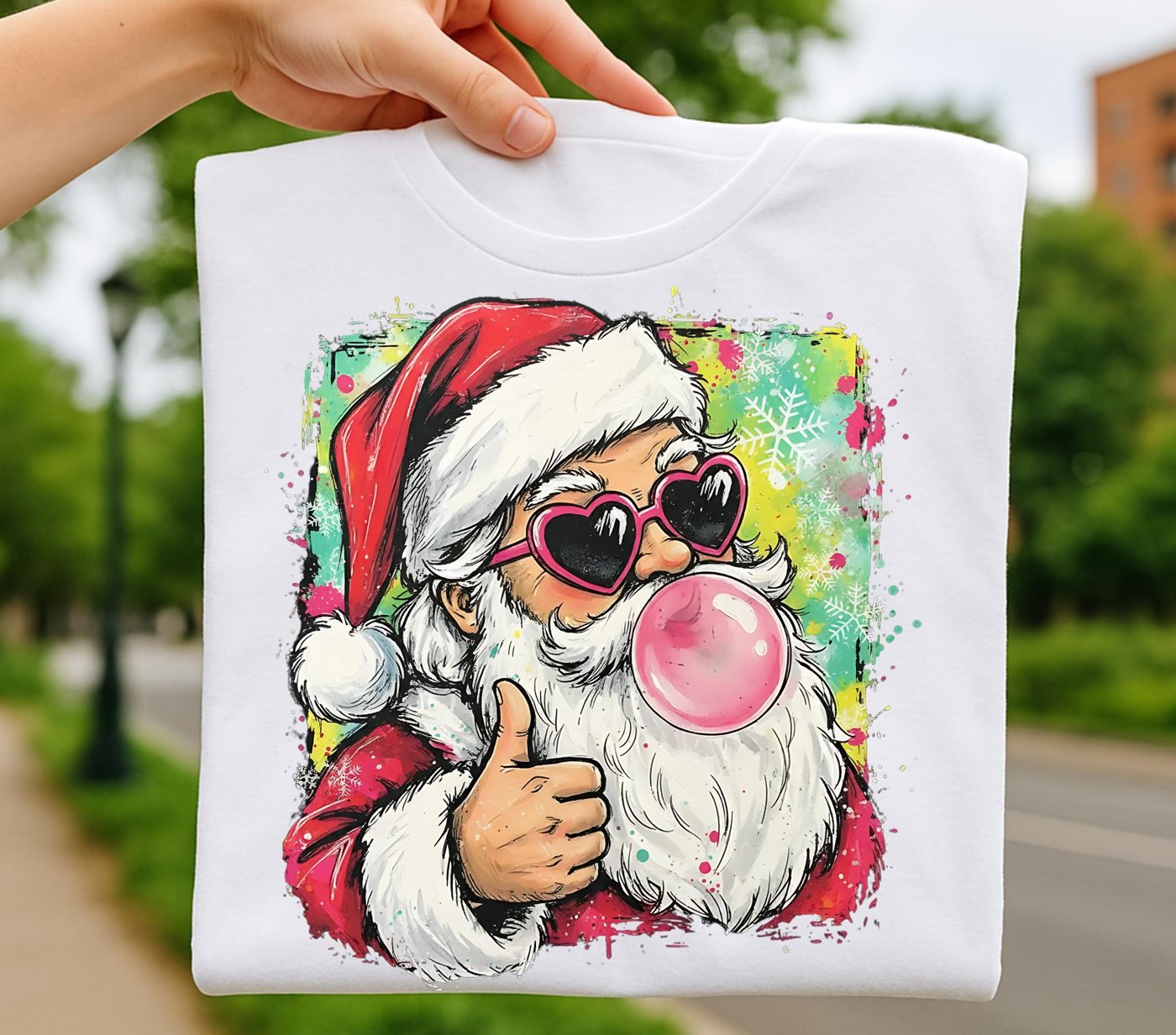 Santa Bubblegum Png, Pink Christmas Png, Merry Christmas Png, Merry and Bright Png, Preppy Christmas Png, Holly Jolly Pn