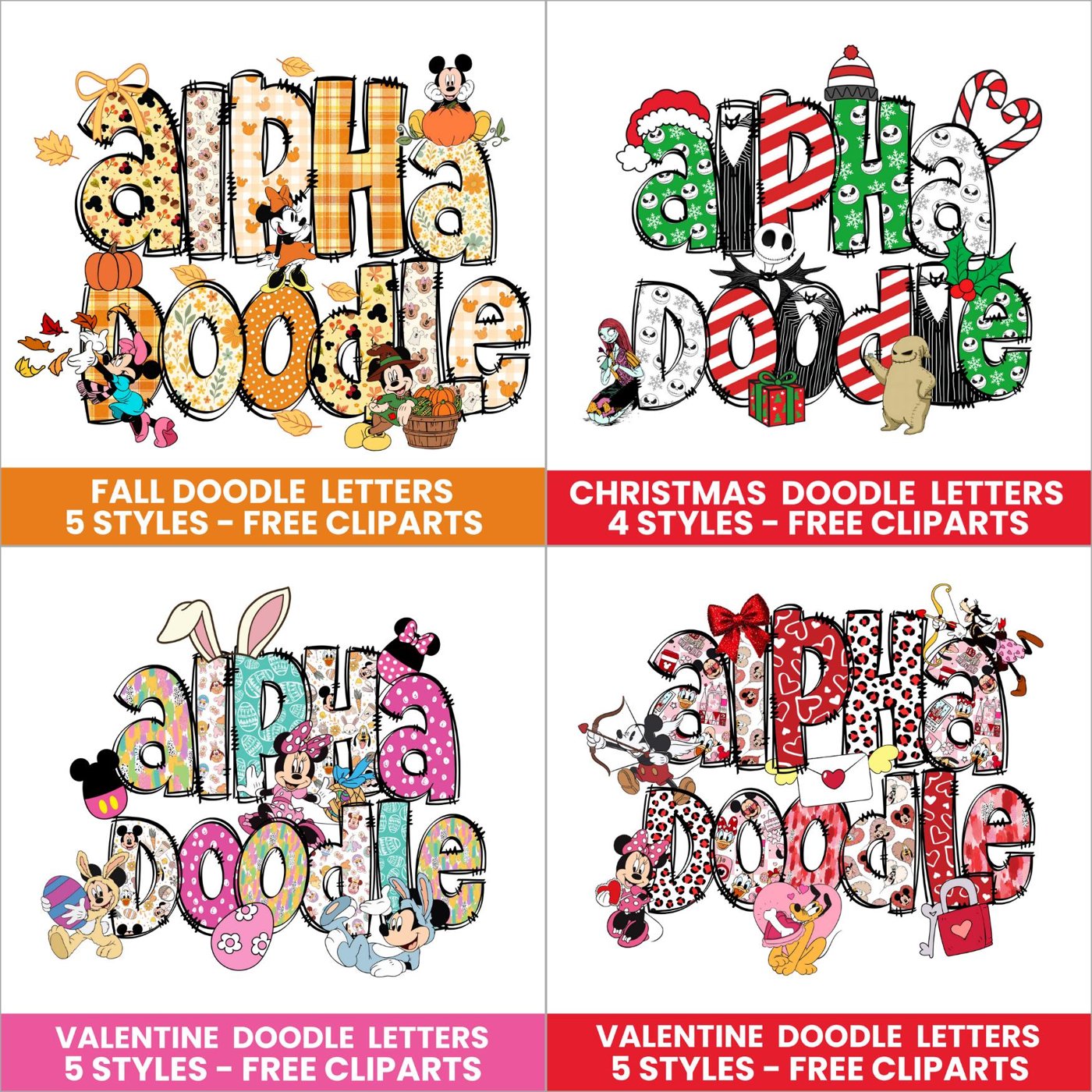500+ Png Mega Alpha Doodle Bundle, Mikey Fall, Stich Halloween, nightmare, Preppy Alpha set, Christmas Doodle Letters, V