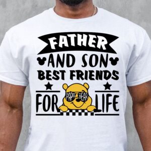 Father And Son Best Friends For Life Png, Father's Day Png, Yellow Honey Bear Dad Shirt, Gift For Dad Png, Dad Shirt Svg