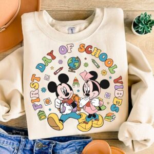 Mickeyy mouse First day of school vibes Png, First Day Of School png, Mouse and friends, First/Second/Third Grade Back t