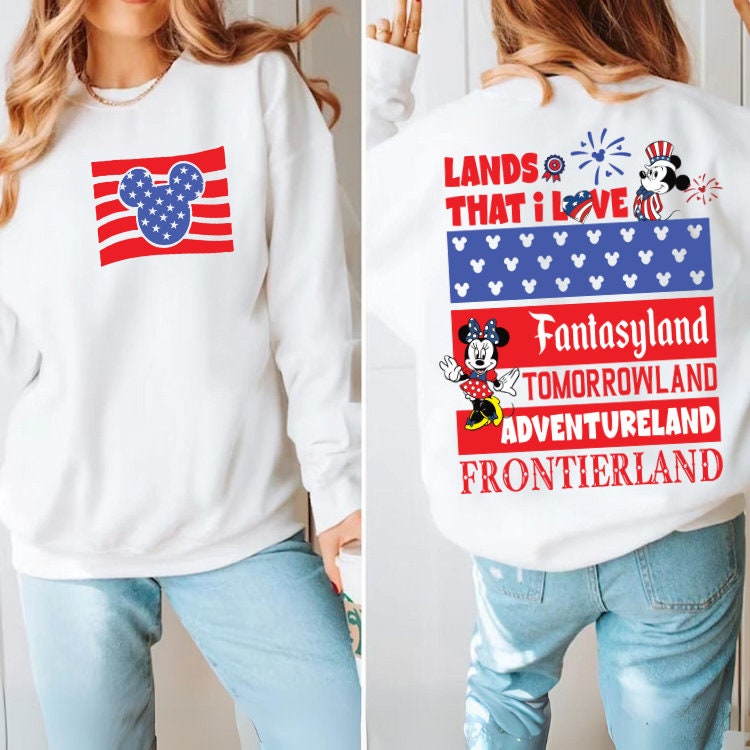 Mouse Fantasyland Tommowland Frontierland PNG, Mikey Sublimation, 4th July Mouse and Friends, Fourth of July T Shirt Des