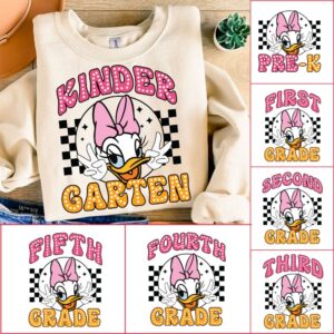 Retro Daisyy mouse Back to School Bundle, Kindergarten, First Day Of School png, Mouse and friends, First/Second/Third G
