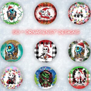 50+ Cartoon Nightmare Christmas Round Ornament Bundle PNG Sublimation Template, Nightmare before, Christmas Ornament Pn