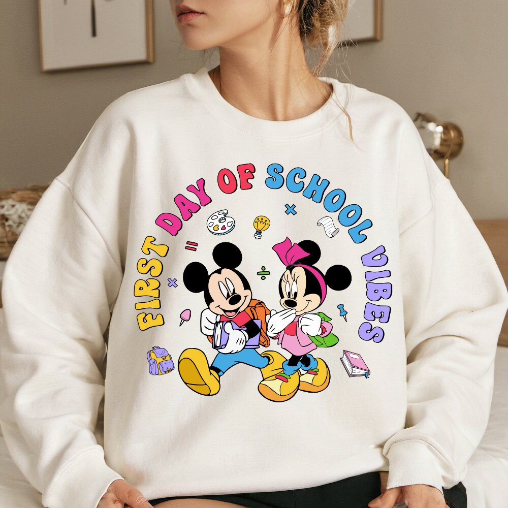 Mickeyy mouse 1st day of School Png, minniee Mouse Teacher Png, First Day of School Png, Retro Mouse Teacher, Mouse and