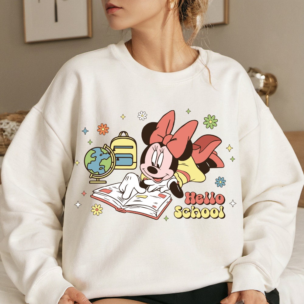 Minniee Mouse First day of school Png, Mickeyy Mouse Teacher Png, First Day of School Png, Retro Mouse and friends 1st d