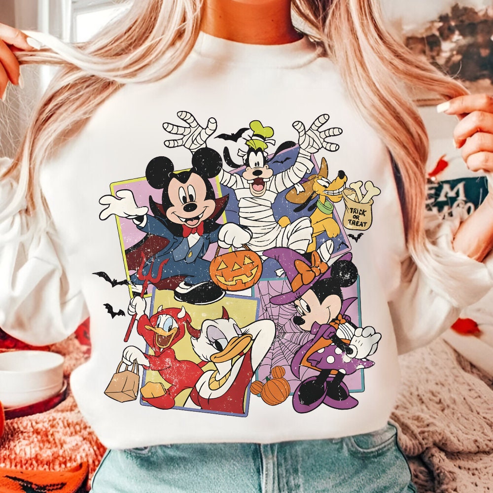 Retro Micey Mouse and friends Happy Halloween Png, Trendy Micey Mouse Halloween PNG, Trick Or Treat PNG, Spooky Season
