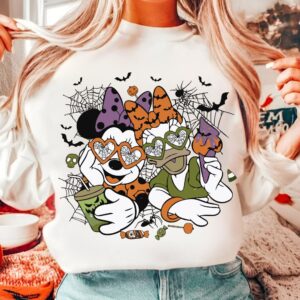 Retro Mini Mouse and daisi Halloween Png, Trendy Micey Mouse Halloween PNG, Trick Or Treat PNG, Spooky Season