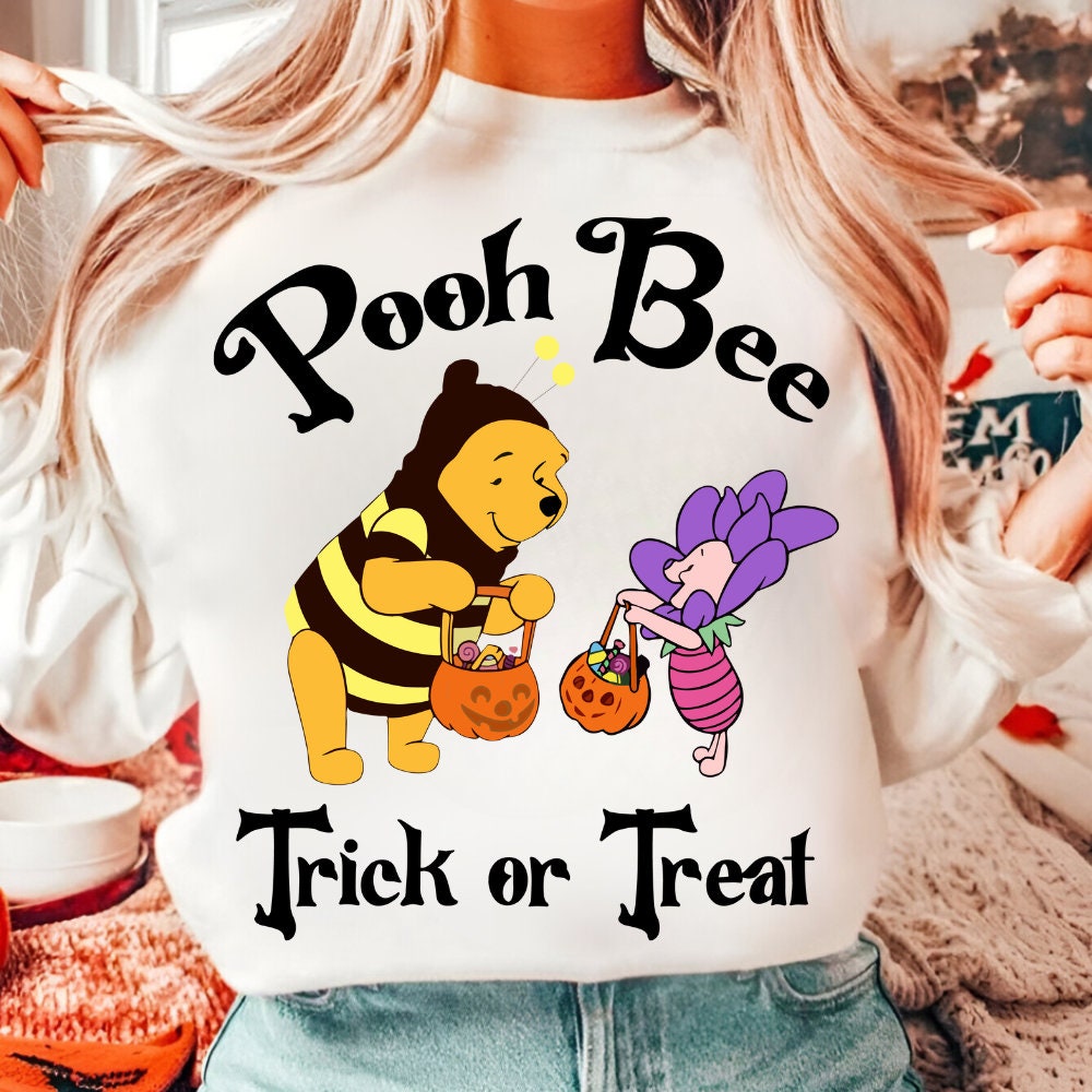 Retro Yellow Bear Halloween Winnie the booh Trick or treat png, Winnie Booh Halloween Shirt Sublimation png, Spooky Seas
