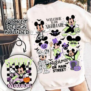 Retro Micey Mouse halloween Spooky season Welcome to our nightmare Png, Trendy Micey Mouse Halloween PNG, Trick Or Treat