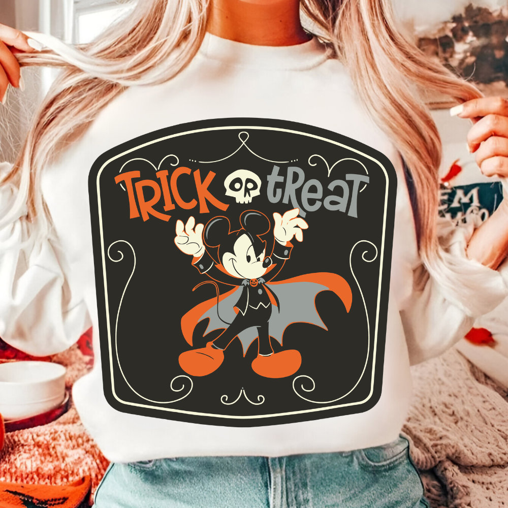 Halloween Mouse Vampire Trick Or Treat Png, Trendy Micey Mouse Halloween PNG, Trick Or Treat PNG, Spooky Season Png, Hal