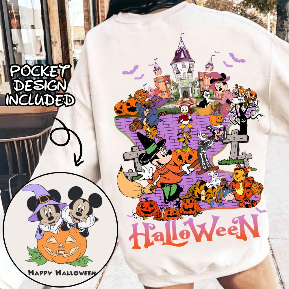 Retro Mouse and friends Halloween Yellow bear Png Halloween Pumpkin, Trendy Micey Mouse Halloween PNG, Trick Or Treat PN