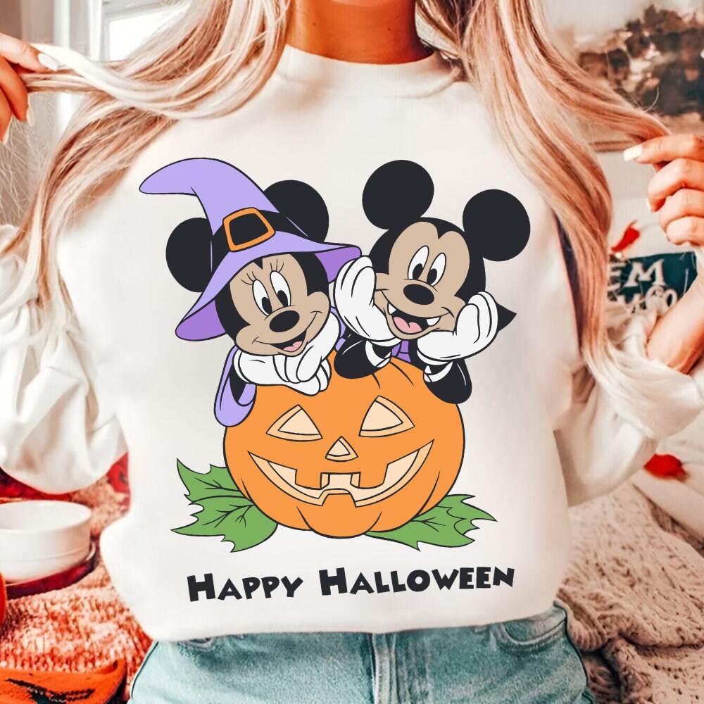 Retro Micey Mouse And mini Mouse Halloween Png, Trendy Micey Mouse Halloween PNG, Trick Or Treat PNG, Spooky Season Png