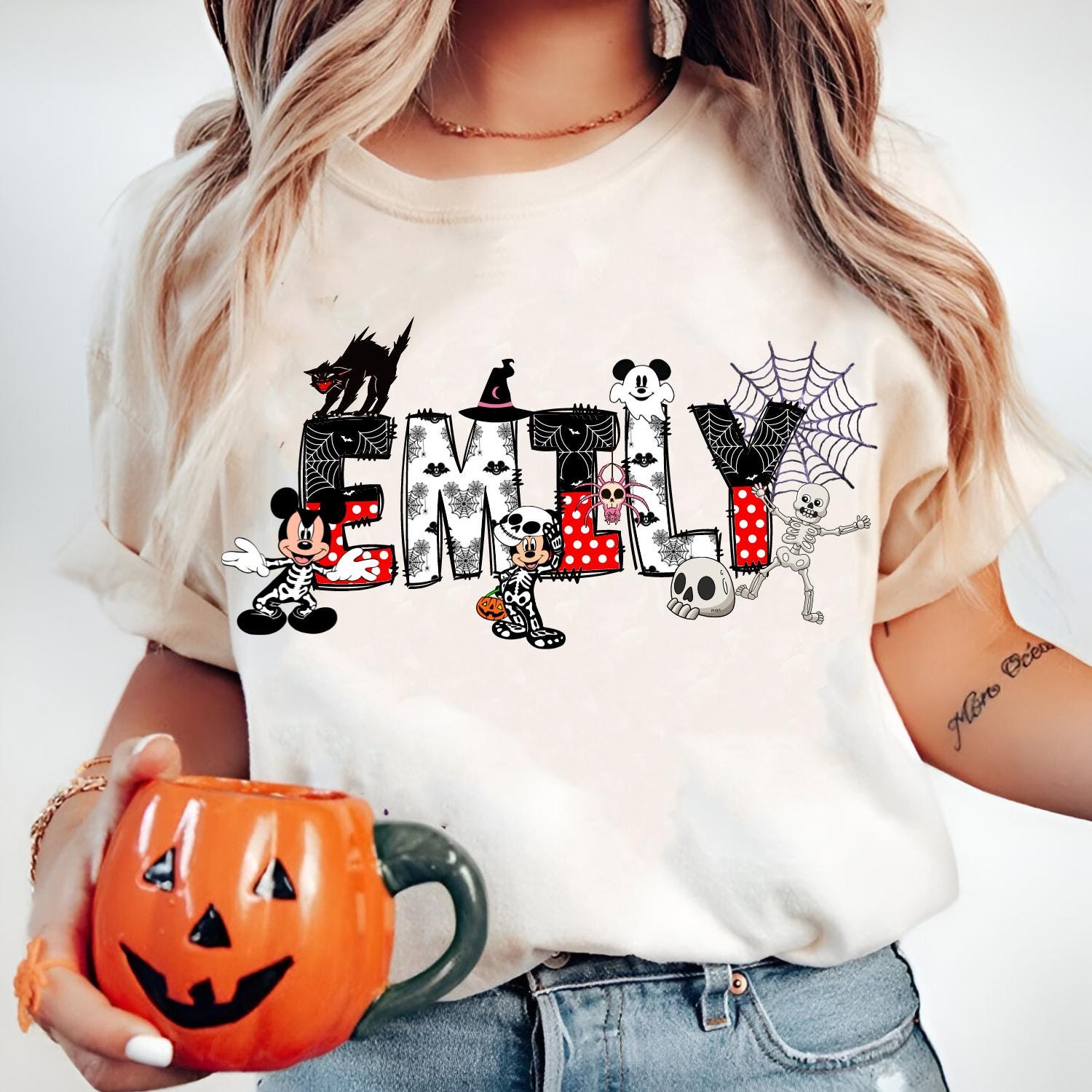 Custom mikey Mouse Halloween Doodle letters with Clip Art PNG, Make your own Name, Halloween Alphabet Doodle Set, mouse