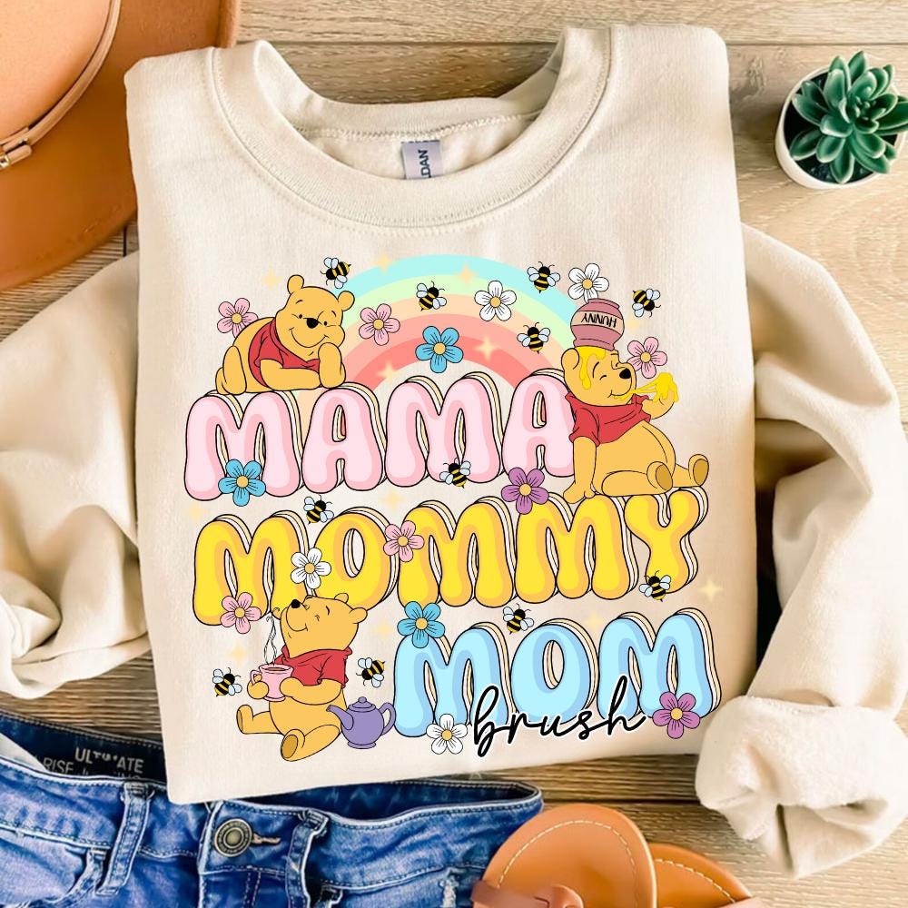Yellow bear Mama mommy mom png, Honey Bear Watercolor Digital Clipart, Bear and friends Png, Honey Bear Mom Png