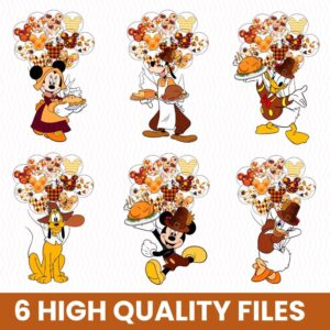 Mickeyy Mouse Fall Thanksgiving Png , Tis The Season, Mouse Pumpkin Spice Svg, Fall Vibes, Mouse And Friend Thanksgiving