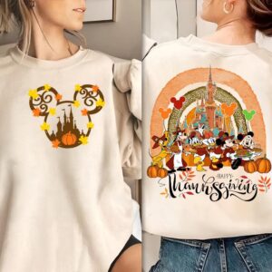 Mickeyy Mouse Fall Thanksgiving Png , Tis The Season, Mouse Pumpkin Spice Svg, Fall Vibes, Mouse And Friend Thanksgiving