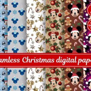 6 Micey Mouse Seamless Digital Paper Set Maximum Quality, micey scrapbooking, micey christmas seamless pattern, Mouse Se
