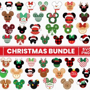 Mouse head Merry Christmas Bundle Svg Png, Christmas Character, Holiday Season, christmas snacks, Christmas Squad Svg, C