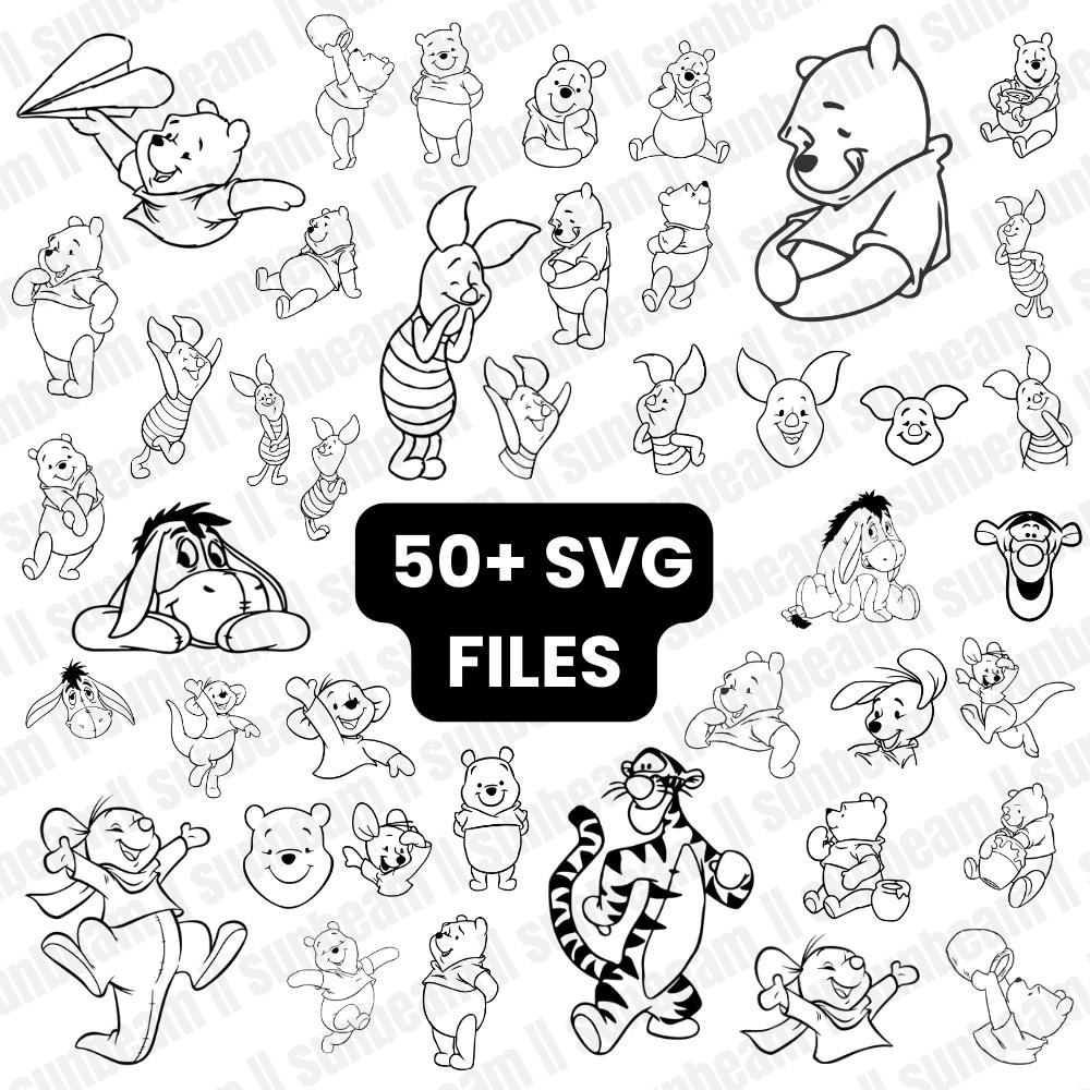 Winni the Bear and Friends SVG Laser Cut File, Yellow bear svg Download Digital File - svg, dxf, pdf, and png - Honey Be