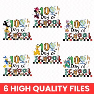Retro Mikey mouse Happy 100 Days Of School Png, Cartoon Character Of School Svg, Cartoon School Png, 100 Days Brighter,