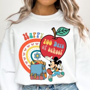 Retro Mikey mouse Happy 100 Days Of School Png, Cartoon School Png, 100 Days Brighter, mikey and friends, Cartoon Chara