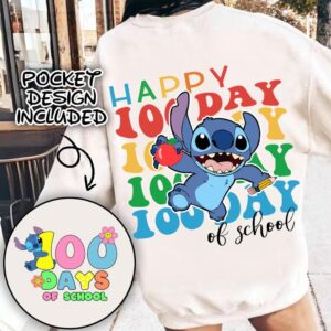 Retro Blue alien Happy 100 Days Of School Png, Cartoon School Png, 100 Days Brighter, Blue alien, Cartoon Character Of