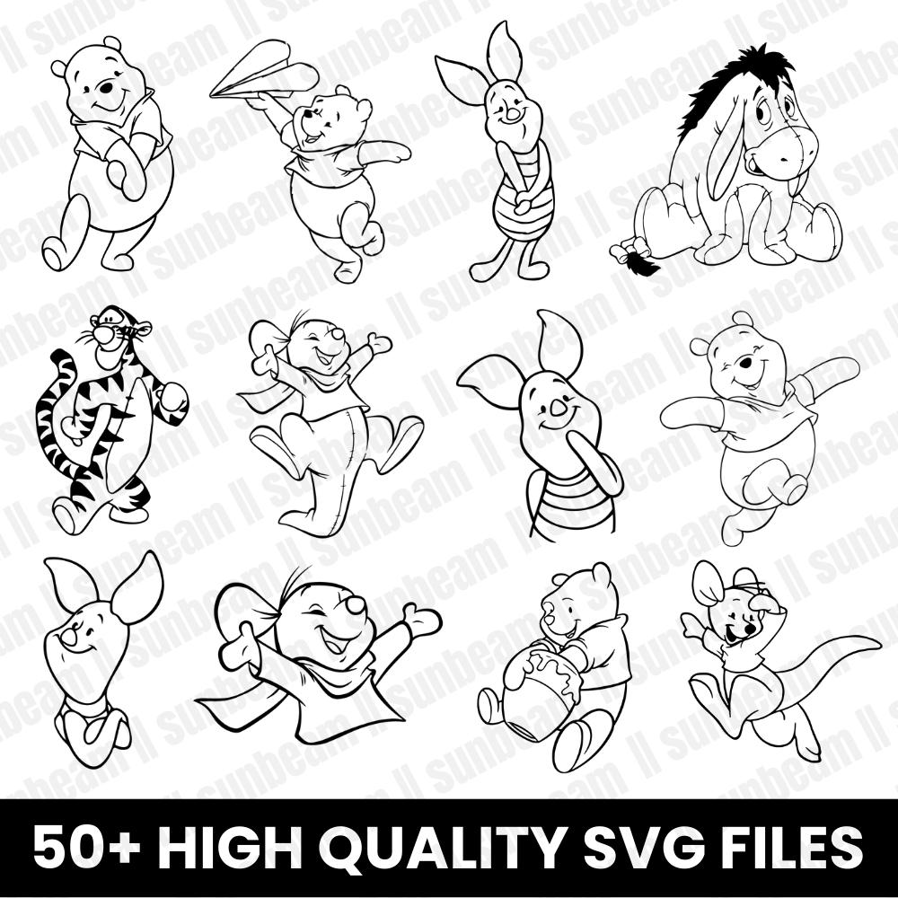 Winni the Bear and Friends SVG Laser Cut File, Yellow bear svg Download Digital File - svg, dxf, pdf, and png - Honey Be