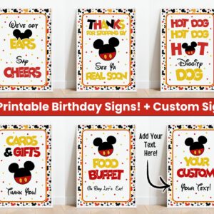 Mikey Mouse Inspired Birthday Party Signs Digital Bundle Party Favors Signs Bundle Mikey Mouse and friends Birthday Bund