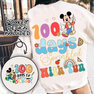 Retro Mikey mouse Happy 100 Days Of School Png, Cartoon Character Of School Svg, Cartoon School Png, 100 Days Brighter,