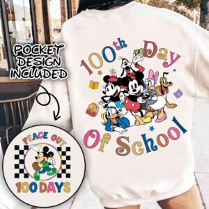 Retro Mikey mouse Happy 100 Days Of School Png, Cartoon Character Of School Svg, Cartoon School Png, 100 Days Brighter,