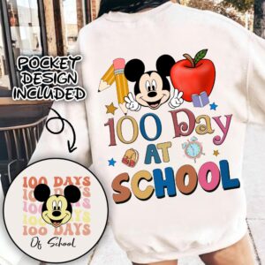 Retro Mikey mouse Happy 100 Days Of School Png, Cartoon Character Of School Svg, Cartoon School Png, 100 Days Brighter,