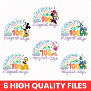 Retro Mikey mouse Happy 100 Days Of School Png Bundle , Cartoon Character Of School Svg, 100 Days Brighter, mikey and fr