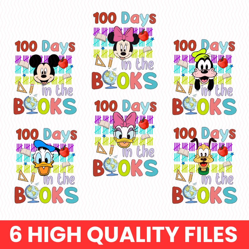 Retro Mikey mouse Happy 100 Days Of School Png Bundle , Cartoon Character Of School Svg, 100 Days Brighter, mikey and fr