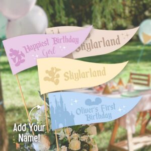 Editable Happiest Birthday On Earth Pennants, Mikey Banners, Mini Birthday Decorations, Diseyland Party, Digital file, m