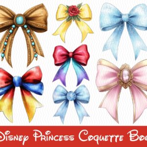 Dinsey Princes Inspired Coquette Bows Clipart Bundle - Gift Design - Cute Coquette Bows - Digital Download - Christmas