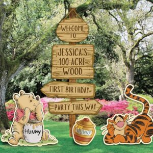Printable Honey Bear the Poh Party Sign, 100 Acre Wood Birthday Party Decorations, Wini the Poh Cutout, Digital file, Bi