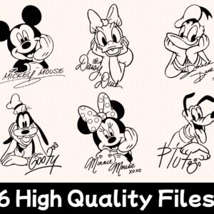 Mikey Mouse and Friends SVG Bundle – Mouse Friends Character Signature Autograph Design, Family Vacation SVG/PNG